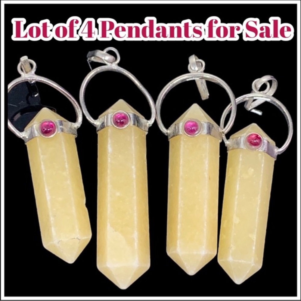 Lot of 4: Aventurine Healing Point Tibet Silver(Silver Plated )Pendant Lot